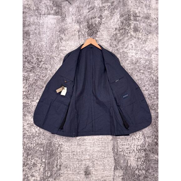 New J Crew Ludlow Slim Suit 41 R Mens Blue Check Portuguese Cotton Linen - Picture 8 of 15